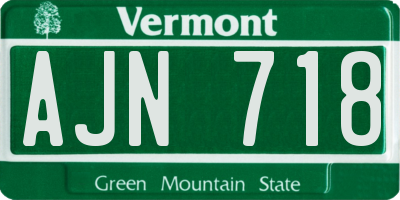 VT license plate AJN718