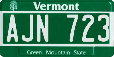 VT license plate AJN723