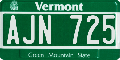 VT license plate AJN725