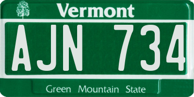 VT license plate AJN734