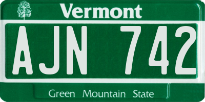 VT license plate AJN742