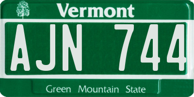 VT license plate AJN744