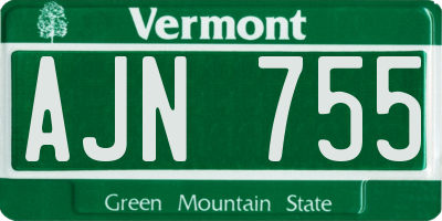 VT license plate AJN755