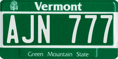 VT license plate AJN777