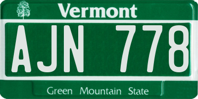 VT license plate AJN778