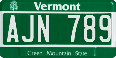 VT license plate AJN789