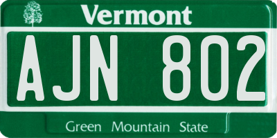 VT license plate AJN802