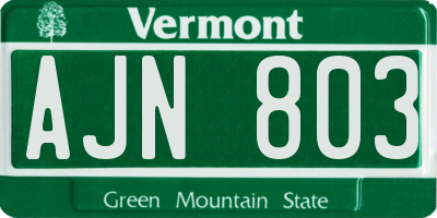 VT license plate AJN803