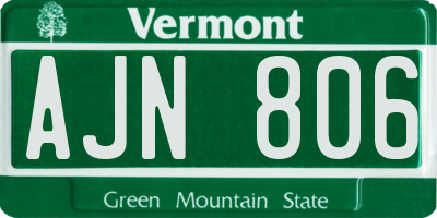 VT license plate AJN806