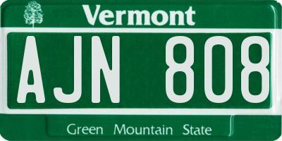 VT license plate AJN808