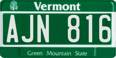 VT license plate AJN816