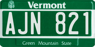 VT license plate AJN821