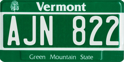 VT license plate AJN822