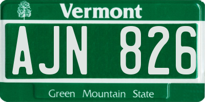 VT license plate AJN826