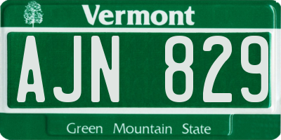 VT license plate AJN829