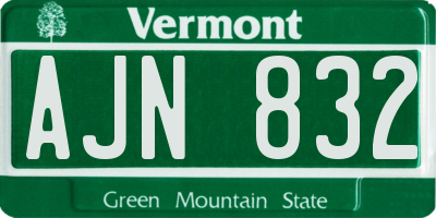 VT license plate AJN832