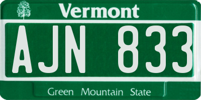 VT license plate AJN833