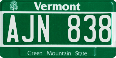 VT license plate AJN838