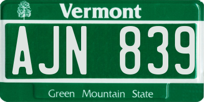 VT license plate AJN839