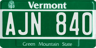 VT license plate AJN840