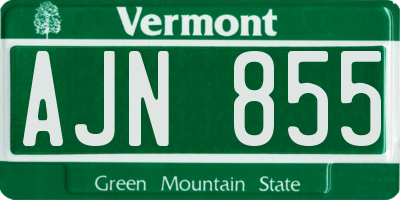 VT license plate AJN855