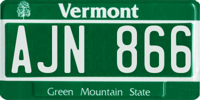 VT license plate AJN866