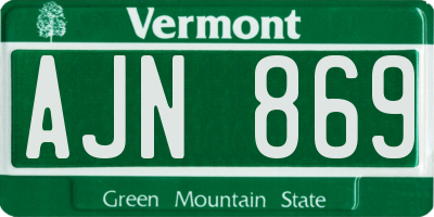 VT license plate AJN869