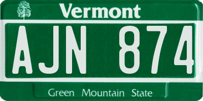 VT license plate AJN874