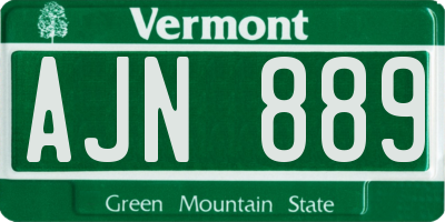 VT license plate AJN889