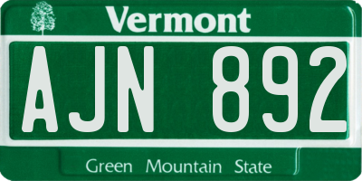 VT license plate AJN892
