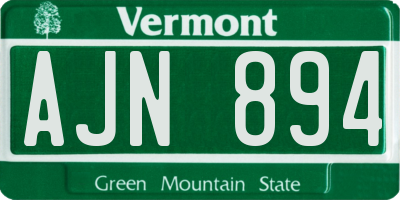 VT license plate AJN894