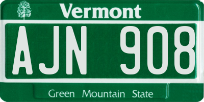 VT license plate AJN908