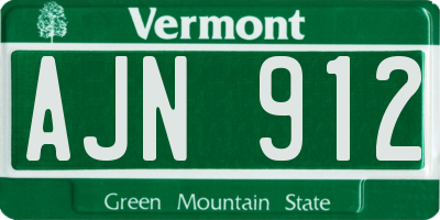 VT license plate AJN912