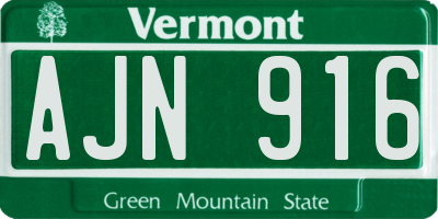 VT license plate AJN916