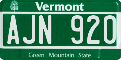 VT license plate AJN920