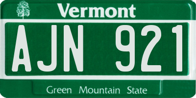 VT license plate AJN921