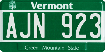 VT license plate AJN923