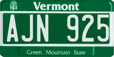 VT license plate AJN925