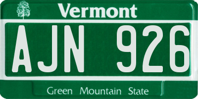 VT license plate AJN926