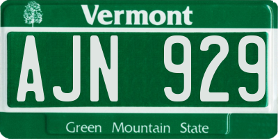 VT license plate AJN929
