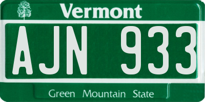 VT license plate AJN933
