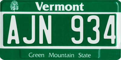 VT license plate AJN934