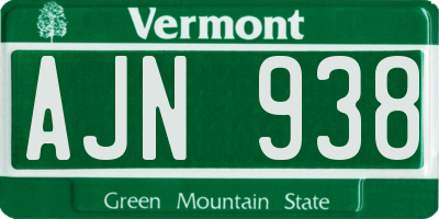VT license plate AJN938