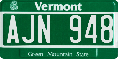 VT license plate AJN948