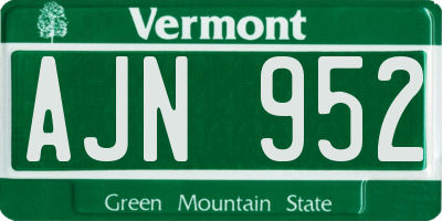 VT license plate AJN952