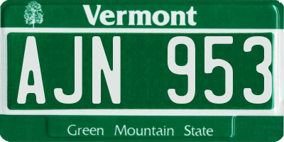 VT license plate AJN953