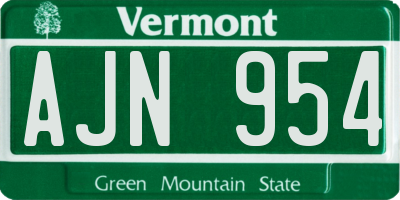 VT license plate AJN954