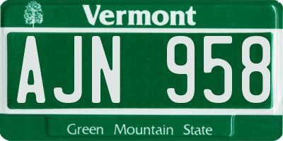 VT license plate AJN958