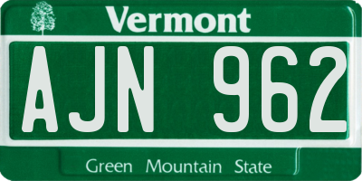 VT license plate AJN962