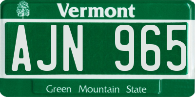 VT license plate AJN965